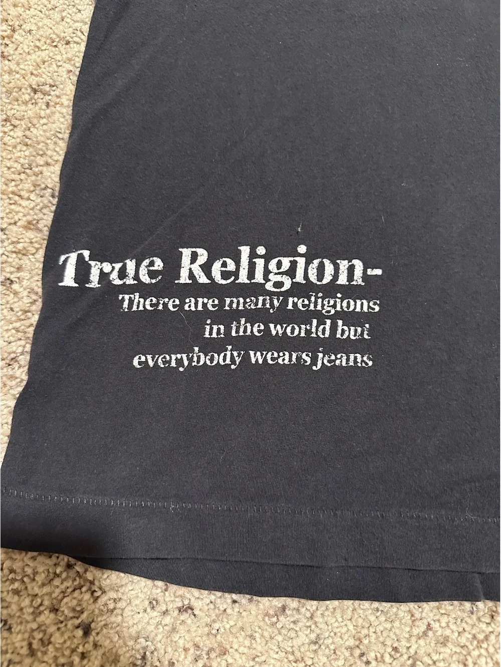True Religion Black Graphic T-Shirt with Skull and Snake Design